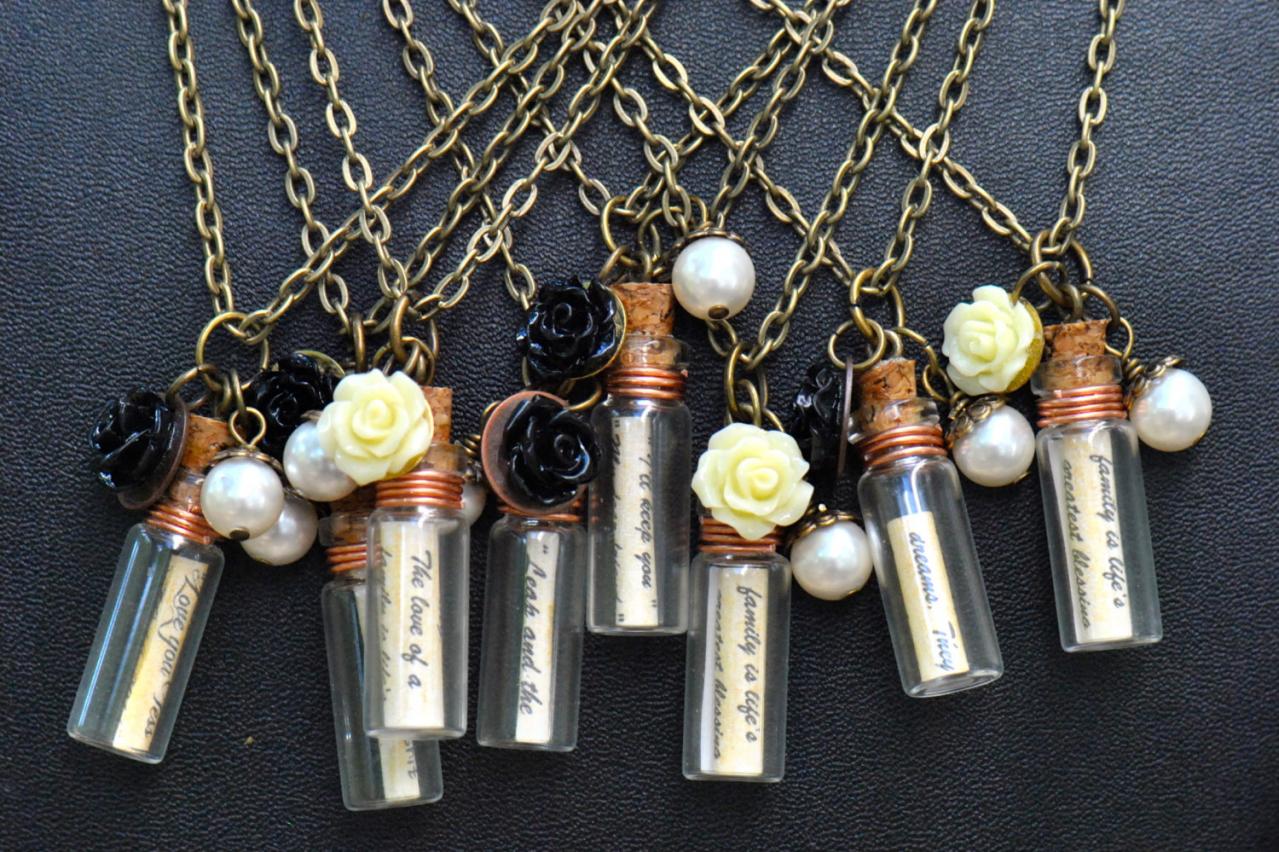 Personalized Message In A Bottle Necklace-bridesmaid Gift-friendship-will You Be My Bridesmaid
